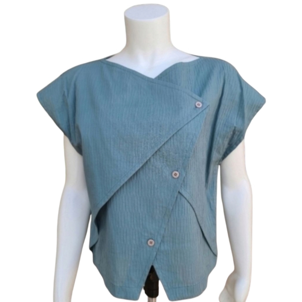VINTAGE 80s SHAMASK Textured Crop Top S Minimalist Avant Garde Industrial Boxy - Picture 3 of 16
